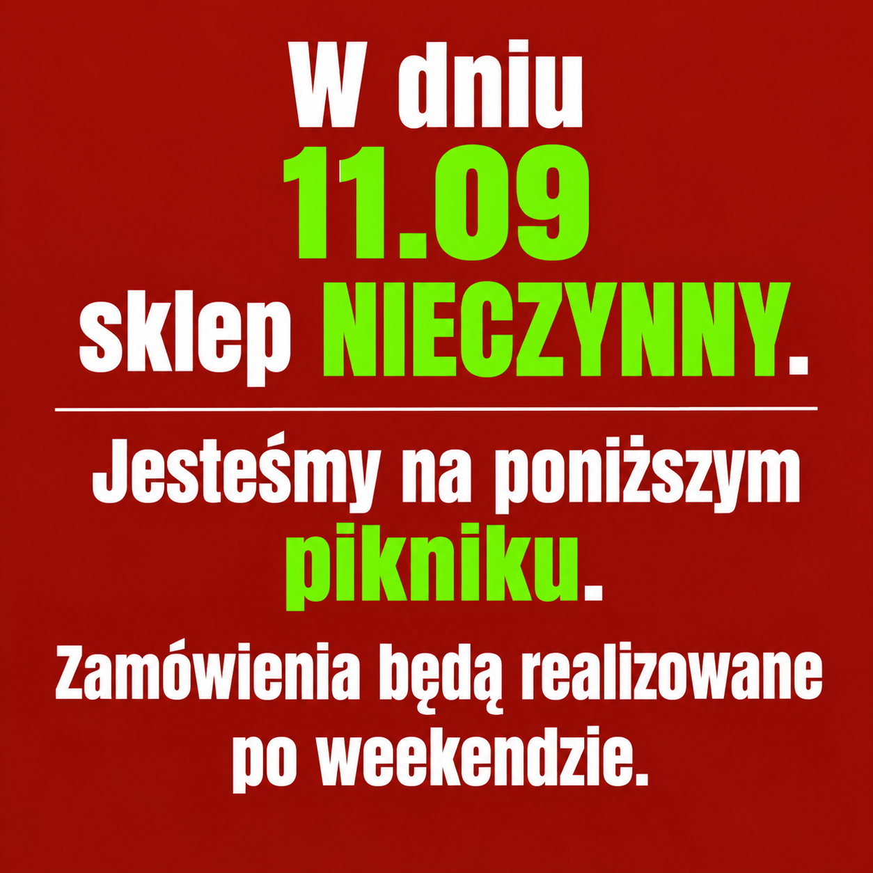 sklep nieczynny 11 09 2026